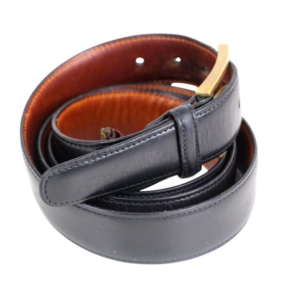 Trafalgar BLACK GENUINE LEATHER 1 1/8"Wd STITCH CASUAL DRESS BELT Size 42 (A43 - Picture 5 of 13